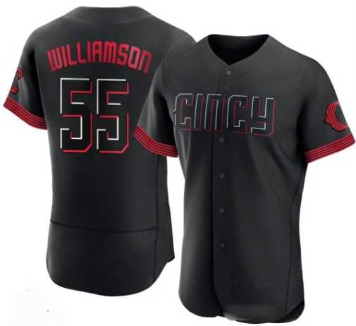 Men%27s Cincinnati Reds #55 Brandon Williamson Black 2023 City Connect Cool Base Stitched Jersey Dzhi->mlb womens jerseys->MLB Jersey